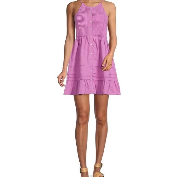 Free People NWT Purple Pleated Spring Mini Dress - Picture 9 of 11